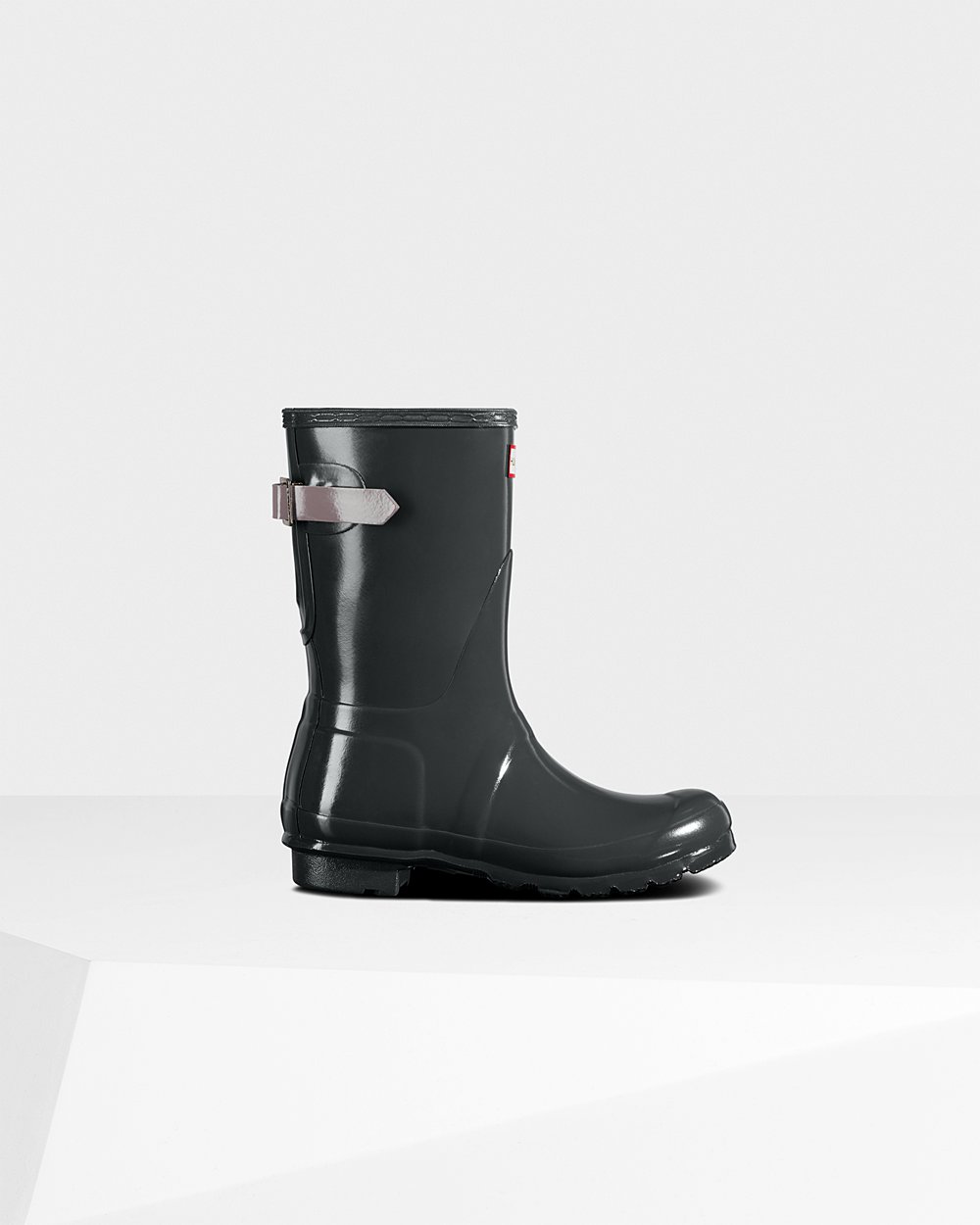 Women Hunter Original Back Adjustable Gloss | Short Rain Boots Deep Green/Purple | NZ-52931-FIDO